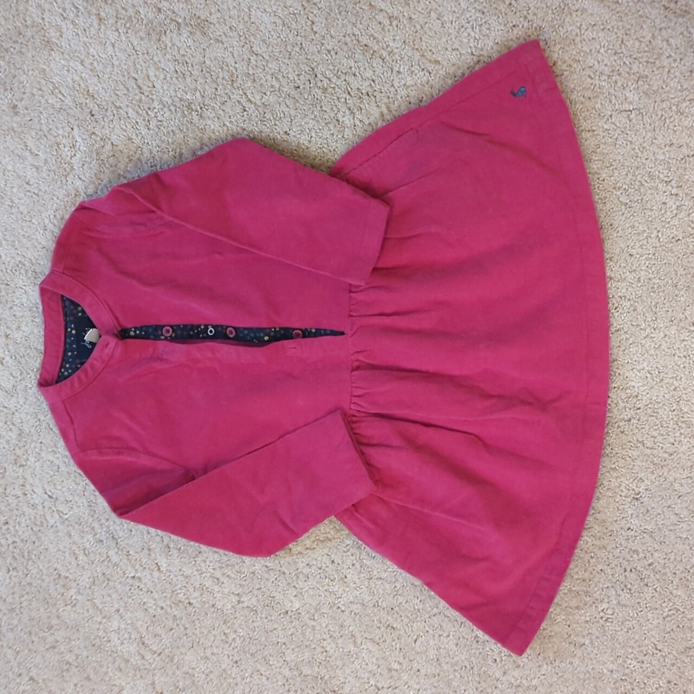 JOULES girls bright pink corduroy dress